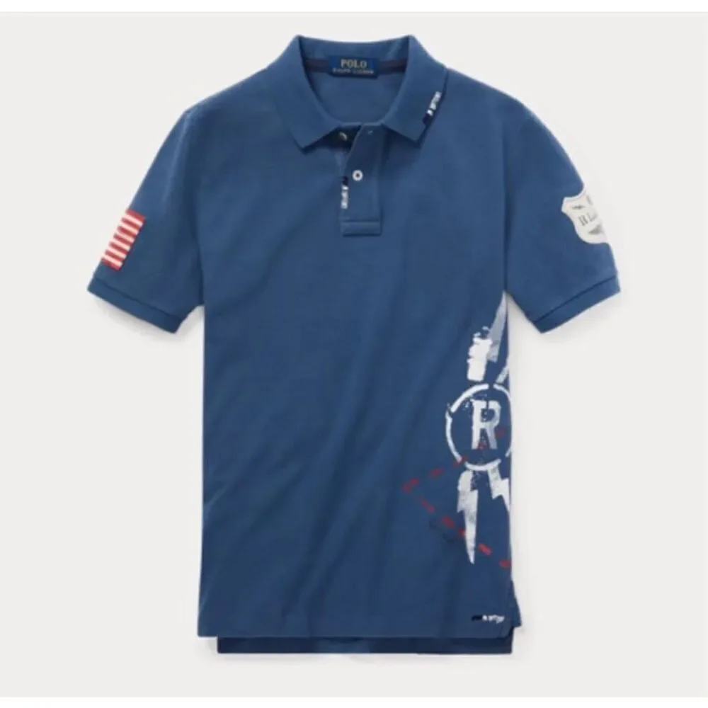 Navy blue Ralph Lauren boys polo T-shirt - Size M (10-12)